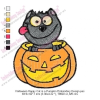 Halloween Happy Cat in a Pumpkin Embroidery Design